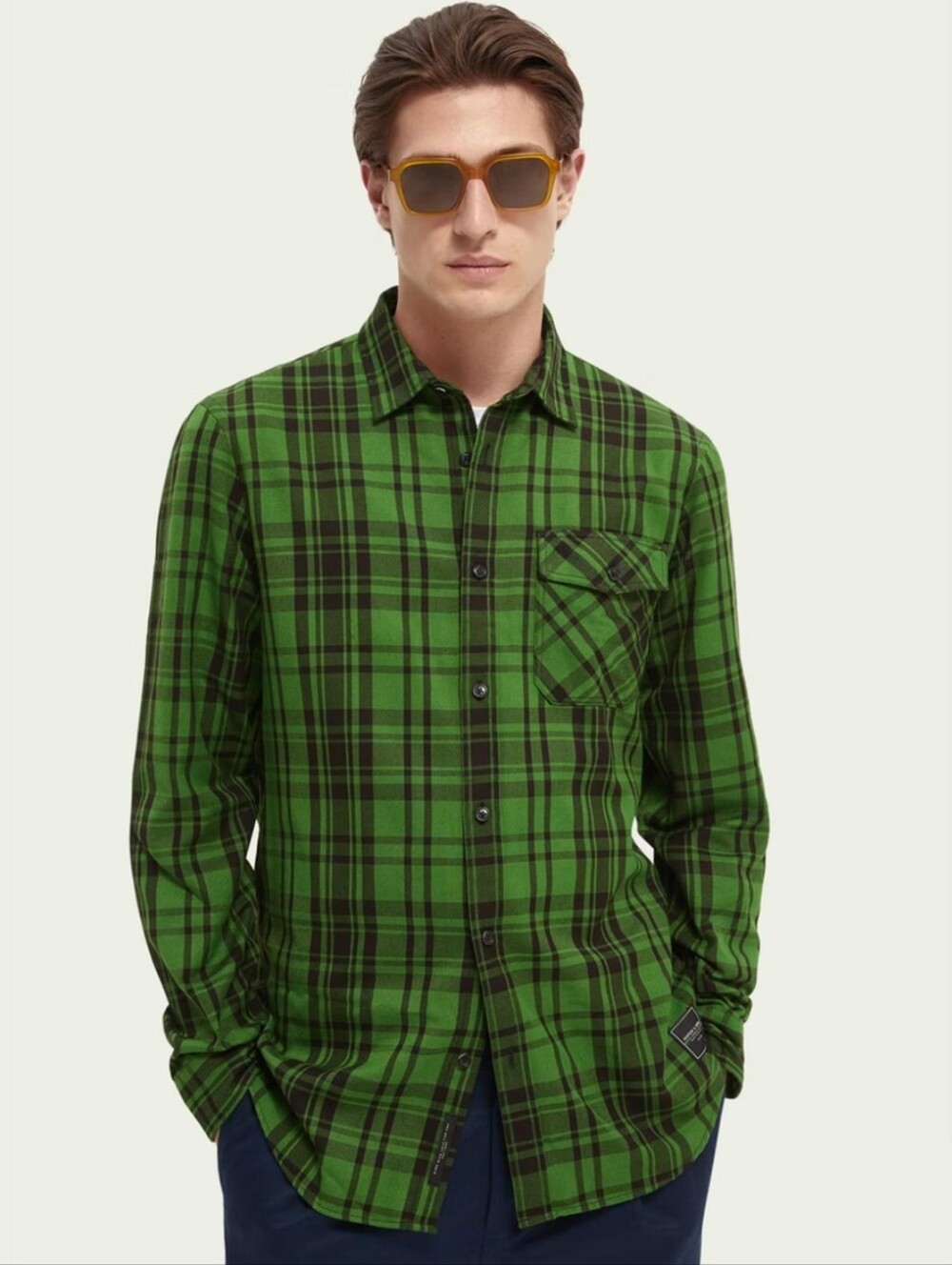 Scotch & Soda Shirt Men's Medium Plaid Flannel Button Down